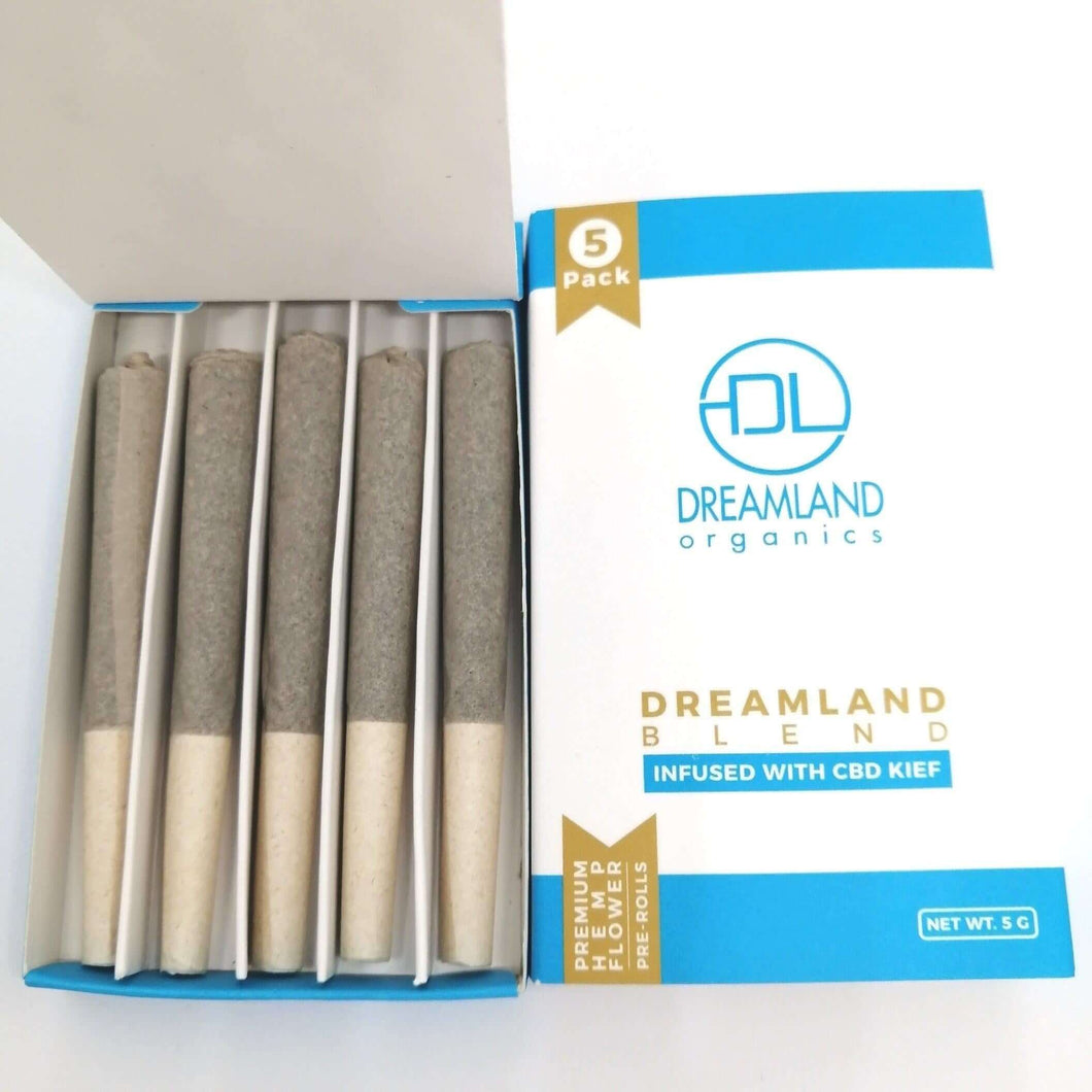 Premium Organic CBD Hemp Flower Pre Roll (1g) w/ CBD Kief - Dreamland Organics